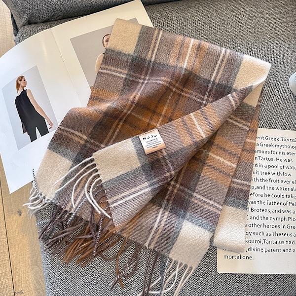 Vinterdamer Tørklæder Sjal Oversized Damer Tartan Tjekket Tørklæde Tæppe Julegaver til Kvinder（08）