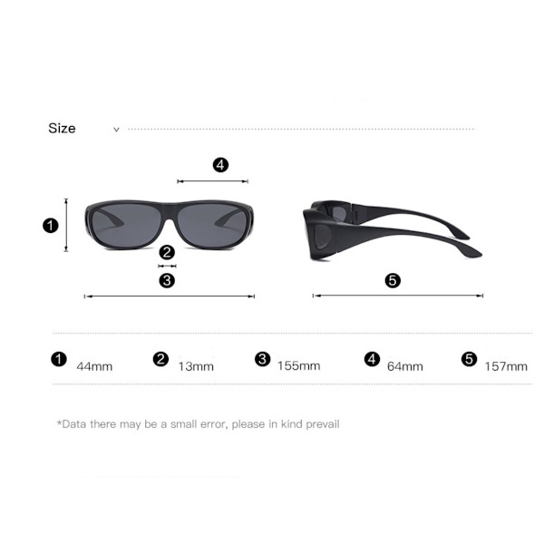 Fit Over HD Dag / Natt Kjøreglass Wraparound Solbriller for Menn, Kvinner - Anti Glare Polariserte Wraparounds