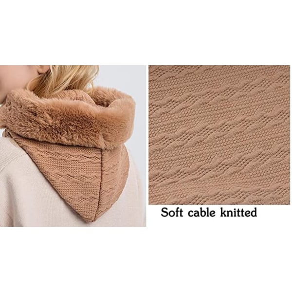 Kvinners Enkeltstykke Slouchy Fleece Lue Hodeplagg Skjerf Maske Snøring Varm Hette Vinter Balaclava Genser Strikket Lue