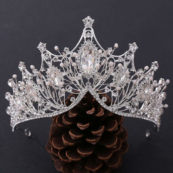 Kronor för drottning, tiaror och kronor Crystal Tiara födelsedag Prinsessan Krona Silver Queen Crowns Mermaid Crown för bröllopsbalfest Jul hallowee