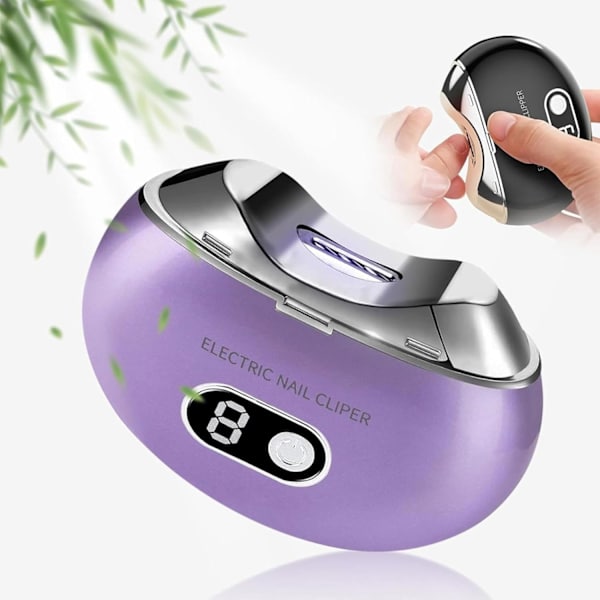 Sähköinen kynsileikkuri, 3-in-1 kynsien leikkaaja ja kiillottaja, automaattinen kynsileikkuri 3 nopeutta, kynsiviila valolla, kynsileikkurit (violetti)
