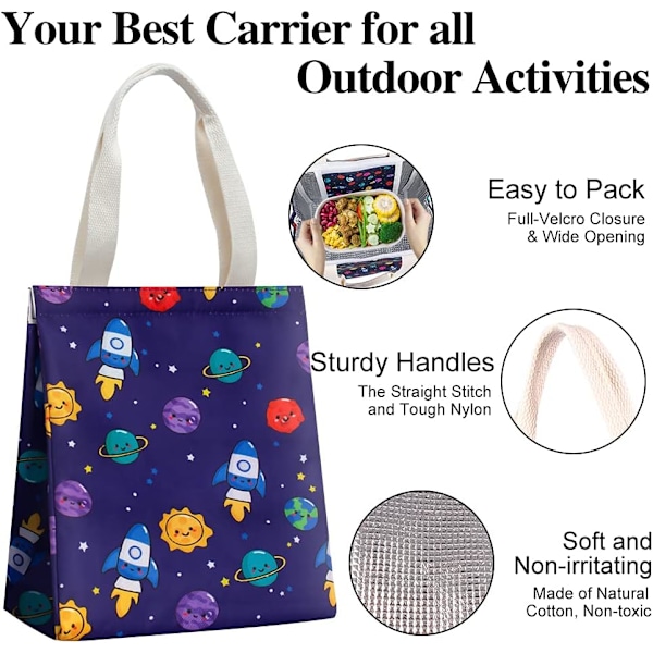 Lunch Bag Isolerad Lunch Bag för Kvinnor Män Återanvändbar Lunch Tote Bärbar Vuxen Termisk Stor Lunch Cooler för Arbete Picknick Strand-Rymdskepp Dark Blue
