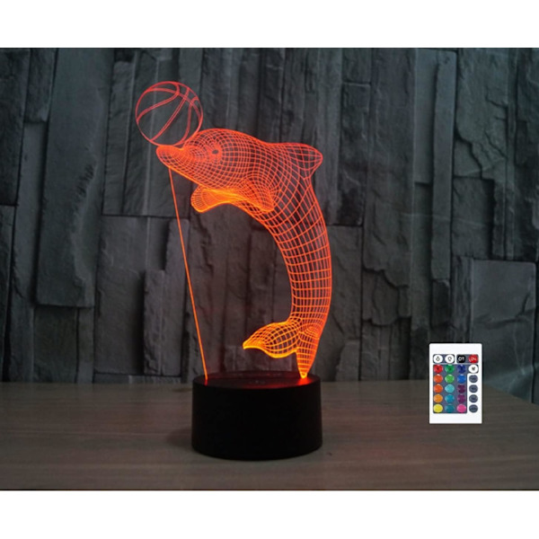 3D Delfin Fjärrkontroll 16 Färger Nattlampor Illusion Akryl LED Bord Sänglampa Barn Sovrum Skrivbords Dekoration Födelsedagspresenter Leksak för Barn