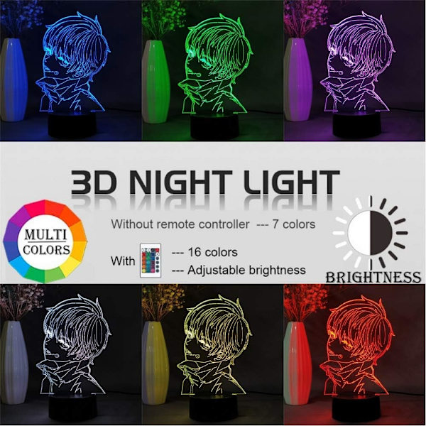 Anime Jujutsu Kaisen Inumaki Toge Figur 3D LED Nattlampe Manga Figur Skrivebordslampe Soveromsdekorasjon Bordlampe Hjemmedekor Nattlys Bursdagsgave
