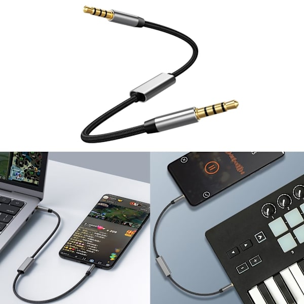Audional kabel 3,5 mm han til han bil AUX forlængerledning 4-polet højttaler tabletter stereo MP4 MP5 audional ledning