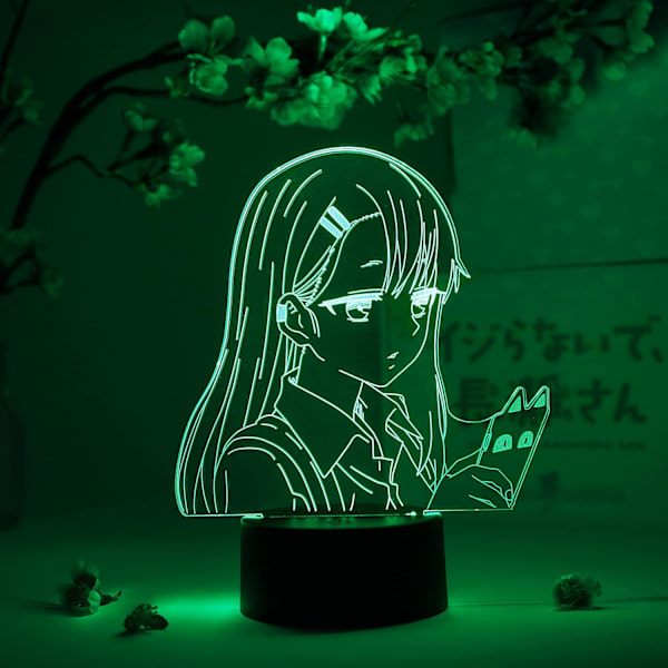 Nagatoro Tekstiviesti Otaku Lamppu – Älä Leiki Kanssani, Neiti Nagatoro – Anime Lamppuhahmo Yövalo, 16 Väriä RGB LED – Kaukosäädin, 3D Anime Huone