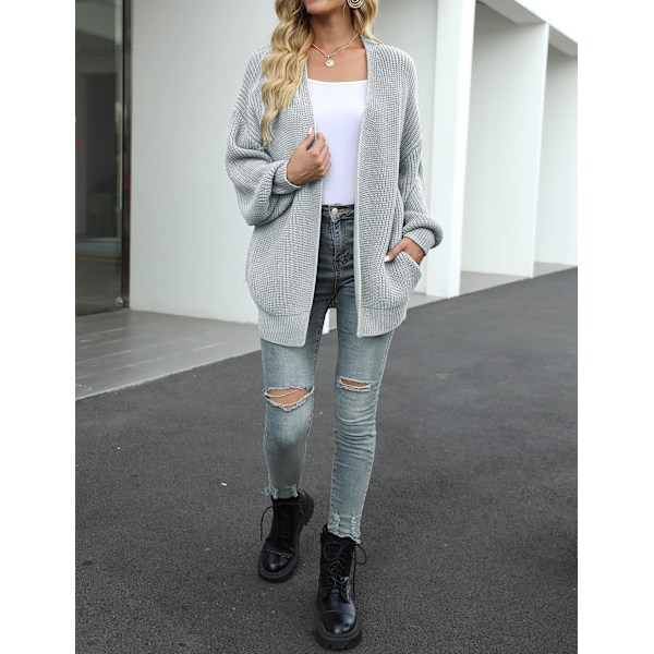 Kvinners Cardigan Tykk strikket genser Oversized Ballong erme Cardigan Jakke, Myk, behagelig og hudvennlig.