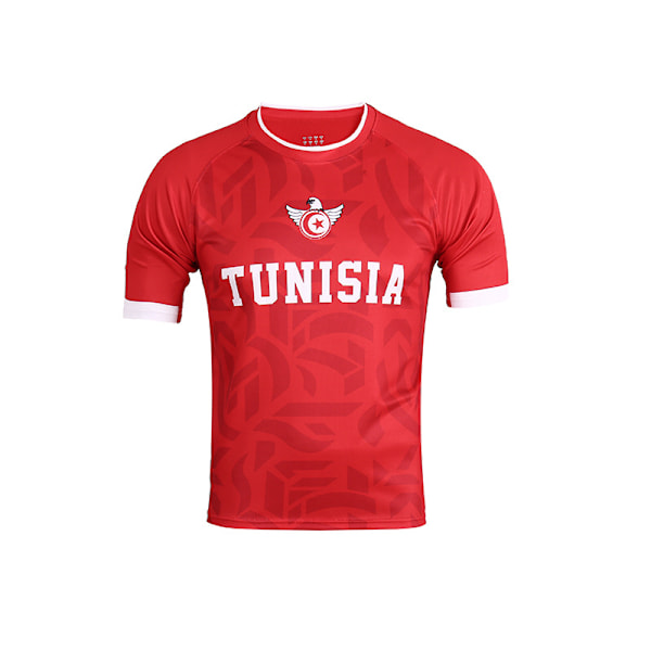 Sports Tunisia fodbold T-shirt – Jersey Style kortærmet sports nationalt fodboldhold grafisk sports T-shirt, L