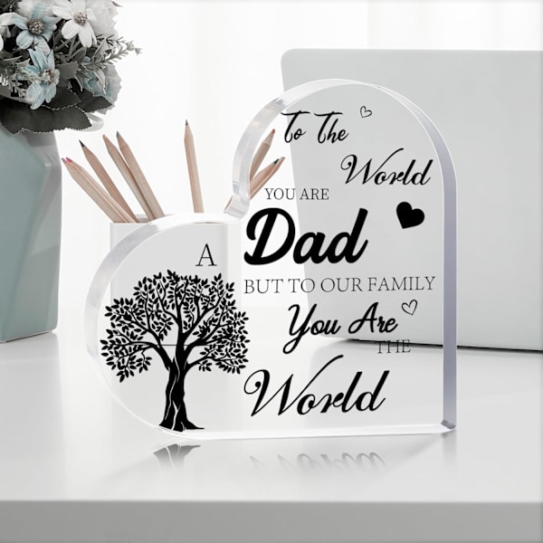 Presenter till pappas födelsedag, pappapresenter från dotter son, akrylhjärta plakett pappa födelsedagspresentidéer, cool pappapresent unik present till p