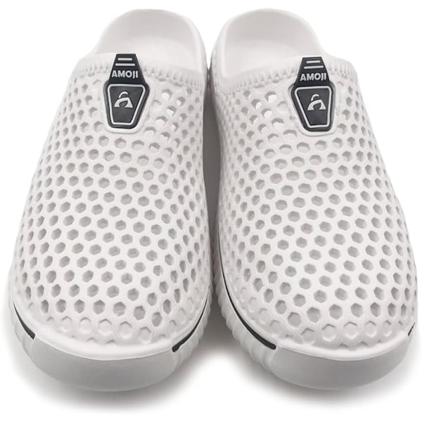 Unisex Hage Clogs Sko Tøfler Sandaler AM1702 White 10.75inch 11 Women/9 Men