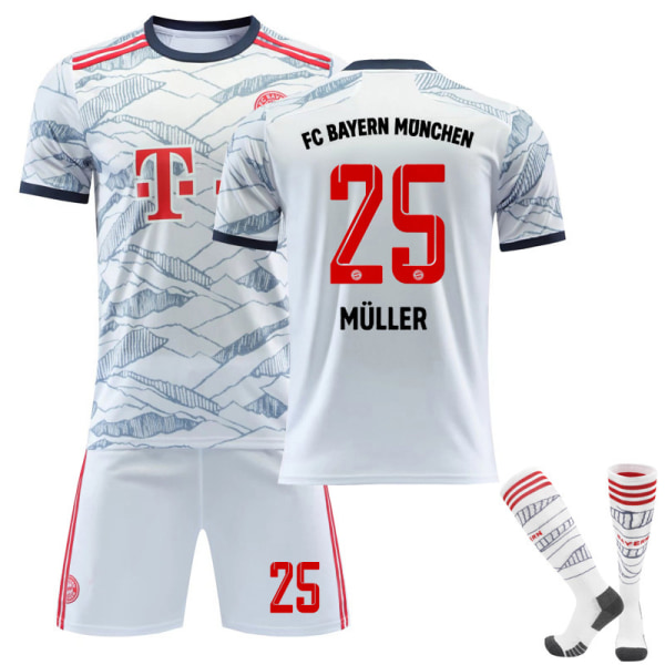 21/22 Bayern 2 bortaställ set barn vuxna fotbollströja träningsdräkt No.25 MULLER XS