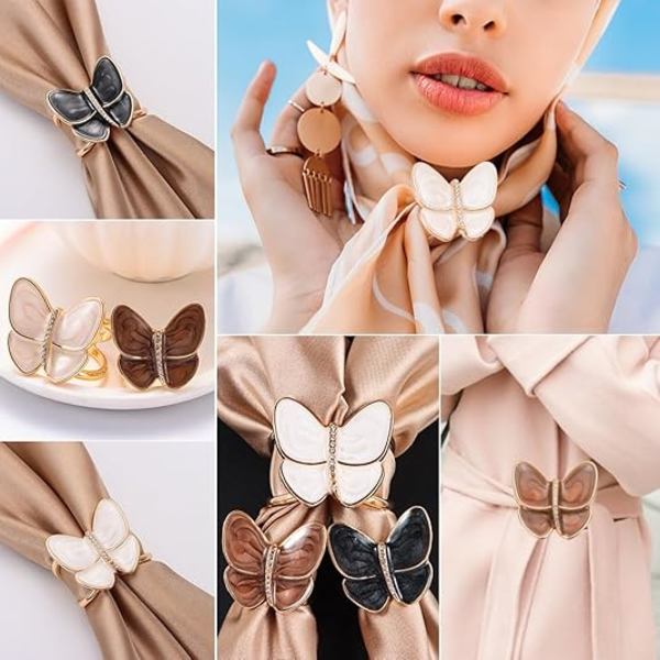 3 st Butterfly Sjalring Clip Sjalspänne för Kvinnor Sjalring Spänne Kvinnors Mode Metall Sjal Clip Spänne Dam Flickor Dekoration Tillbehör (28mm)