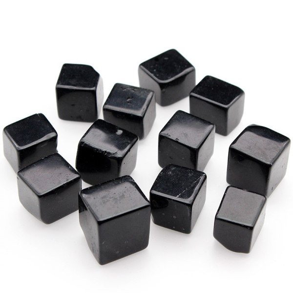 Polerad Shungite Black Crystal Cube | Dekorativ kristall, EMF-skydd, Chakra-kristalldekor, heminredning, kontorsdekor