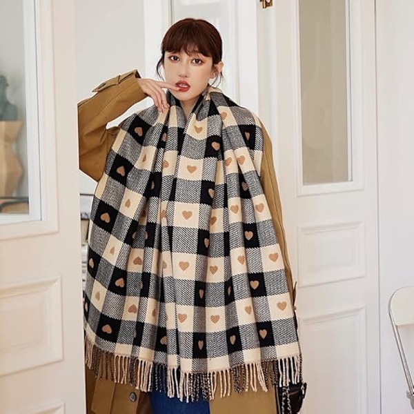 Dametæppe Chunky, Pashmina Sjal Wraps Oversized Vinter & Efterår Varme Halstørklæder Blød Kashmir Følelse til Kvinder