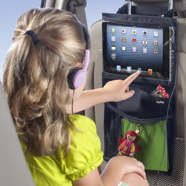 Bilbagsædearrangør med flere lommer til opbevaring, tablet/iPad-holder til passagerhovedstøtte