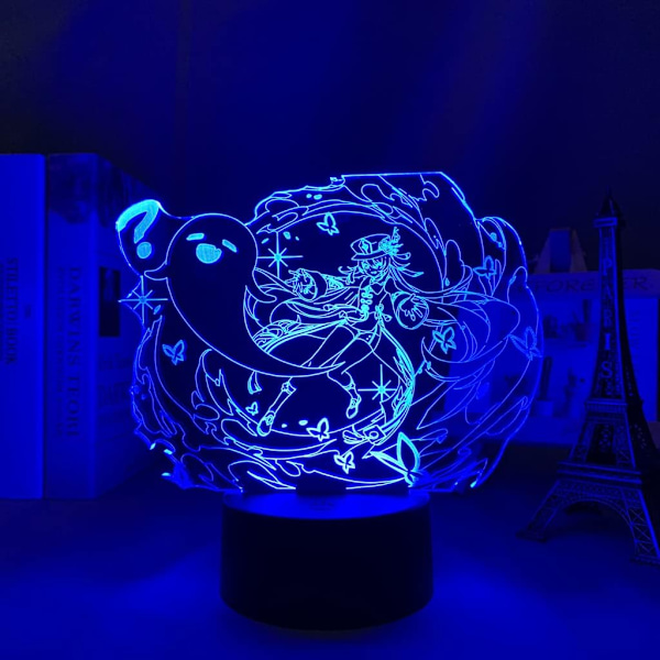 3D LED Natlampe Genshin Impact Hu Tao Akryl LED Lampe Spil