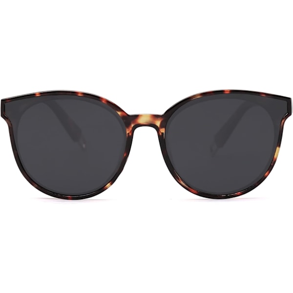 Oversized runde solbriller til kvinder og mænd Amber Tortoise Grey