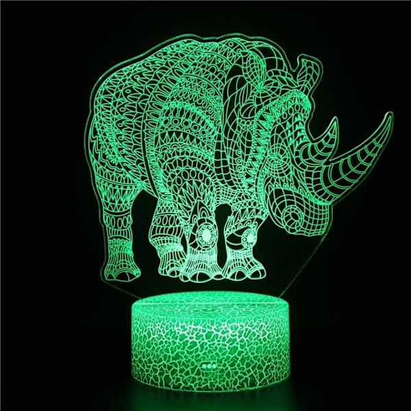 Djur Nattlampa Elefant Huvud Hologram Karaktär Heminredning Färg LED-lampor Barnens Jul Födelsedagspresenter 3D Nattlampa-Dw-22C,Crack B