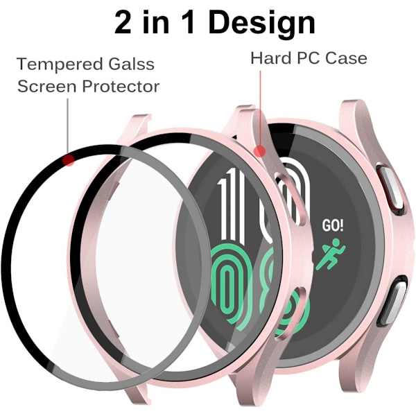 For Kompatibel med Samsung Galaxy Watch 4 40mm Etui Herdet Glass Skjermbeskytter Hard Matte PC Beskyttende Ramme Riperesistanse Full Cover Gal