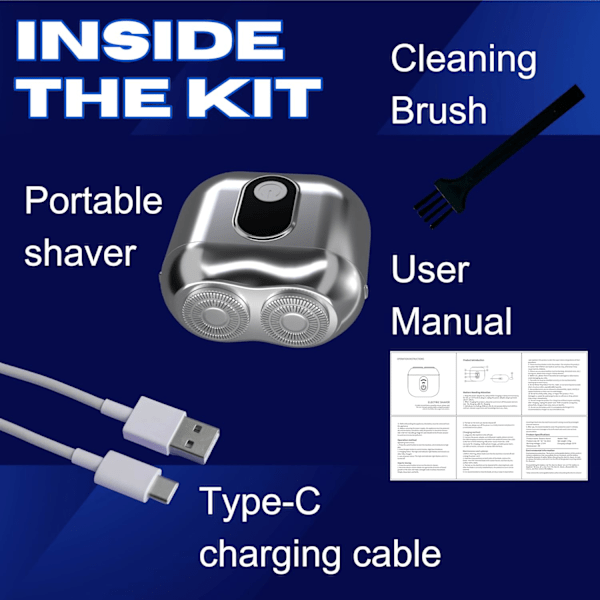 Mini Bærbar Rejsebarbermaskine til Mænd: USB-C Ledningsfri Genopladelig Elektrisk Barbermaskine, Skægtrimmer & Ansigtsbarbermaskine