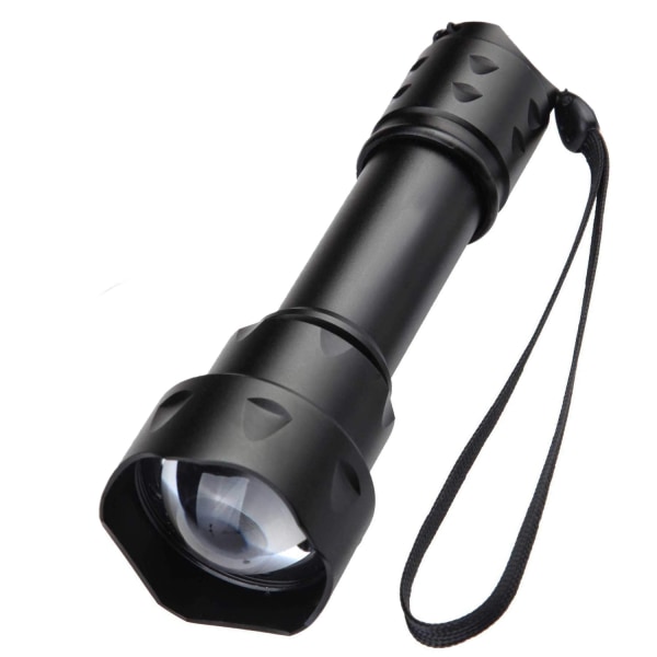 Infrapunavalaisin LED-yksittäinen 38 mm:n zoom pitkän matkan infrapunavalo taskulamppu Night Vision vedenpitävä metsästyslamppu T20 / päivitetty silikonirotan häntä