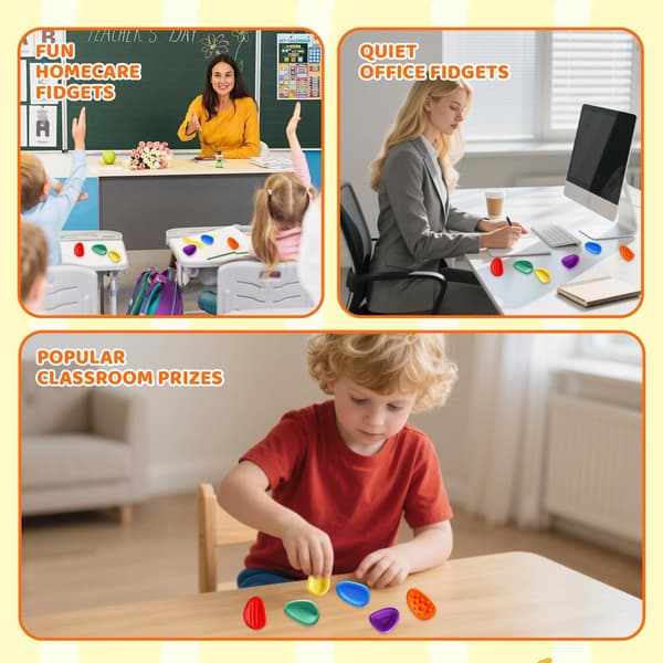 6-pack texturerade sensoriska orosstenar, fidgetleksaker för autism och ADHD, stresslindrande sensoriska stenar för tonåringar och alla åldrar, taktil