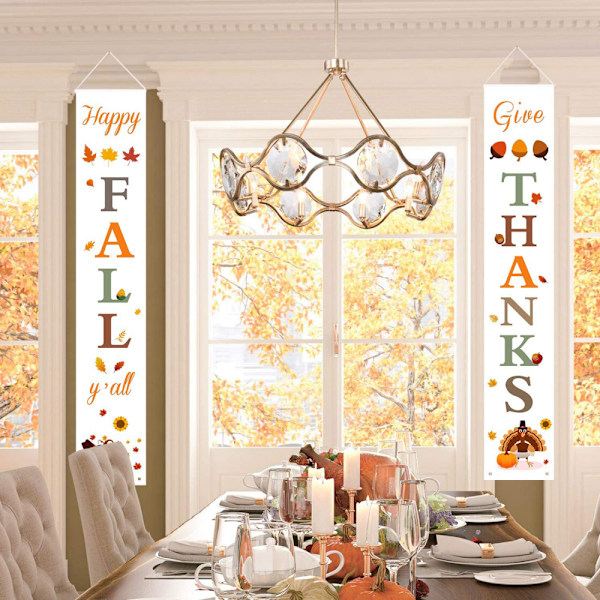 Syksyn sisustus | Syksyn koristeet kotiin | Happy Fall Y'all & Give Thanks -verandaliput syksyn sadonkorjuukoristeisiin | Kiitospäivän koristeet Ho