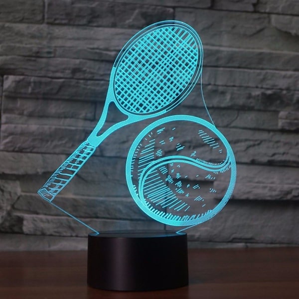 3D Tennis Nattlys Fjernkontroll Berøringsstyrt Bordlampe Optisk Illusjon Lamper 7/16 Fargeskiftende Lys Hjemmedekorasjon Julegave Bursdagsgave
