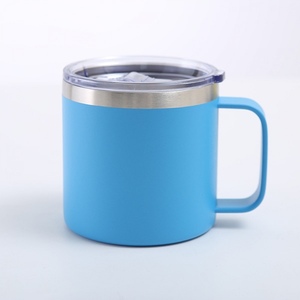 Kaffe Mugg, 12oz Kaffe Kopp Mjölk Glas 304 Rostfritt Stål Foder för Familj Utomhus Camping (Blå)
