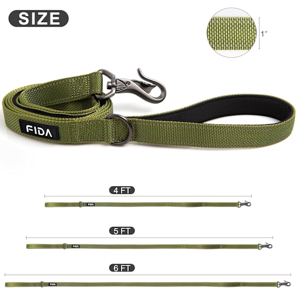 4 FT Heavy Duty Hundeleine med 2 komfortable polstrede håndtak, trafikkhåndtak og avansert enkel snapkrok, reflekterende gåledning for store, mellomstore og små hunder Green4FT 4 Feet (Pack of 1)