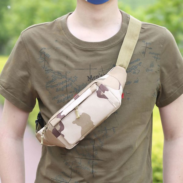 Utomhus midjeväska bröstväska män casual justerbar utomhus sport axelväska för vandring fri storlek Khaki Camouflage