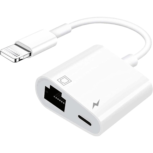 Lightning til Ethernet-adapter med opladning, [Apple MFi-certificeret] RJ45 til Lightning Ethernet LAN-netværksadapter, understøtter 100 Mbps højhastigheds-Ethernet