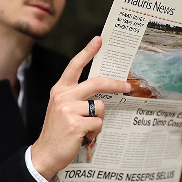Intertwine Sort Blå Rustfrit Stål 8mm Ringe til Mænd Spinner Fidget Ring Angst Ring til Mænd Kæde Indlæg-11.5