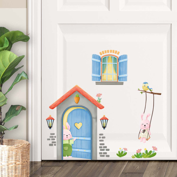 Sarjakuva Rabbit House -seinätarrat olohuoneeseen, makuuhuoneeseen, luoviin seinätarroihin