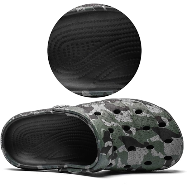 Herre- og damehagesabber, sommersandaler, lette, sklisikre, gåsko, unisex-voksensabber til basseng, strand, hage, kjøkken, dusj Black 9.25inch 13 Women/10.5 Men