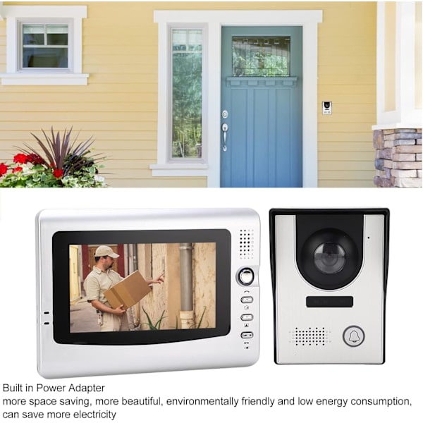 Trådbunden videointercomsystem, 7-tums LCD-skärm videodörrklocka dörrtelefonsystem med kamera, stöd för IR-nattseende, dubbelriktad intercom