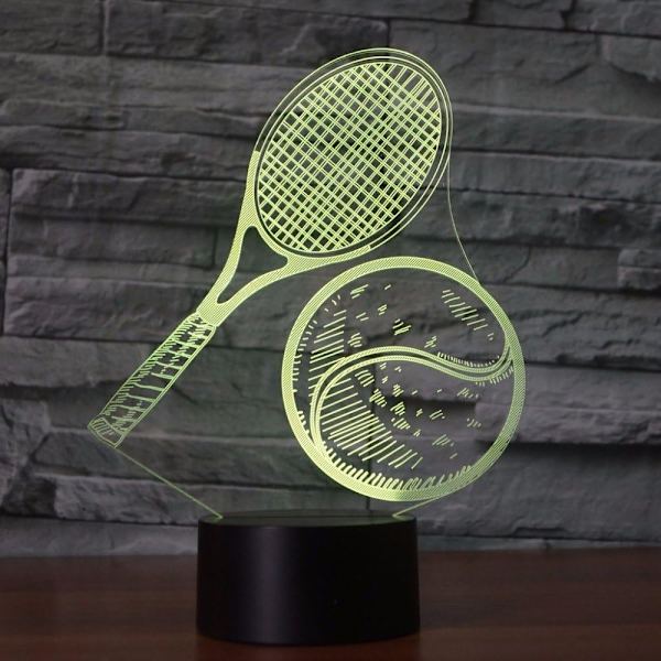 3D Tennis Nattlys Fjernkontroll Berøringsstyrt Bordlampe Optisk Illusjon Lamper 7/16 Fargeskiftende Lys Hjemmedekorasjon Julegave Bursdagsgave