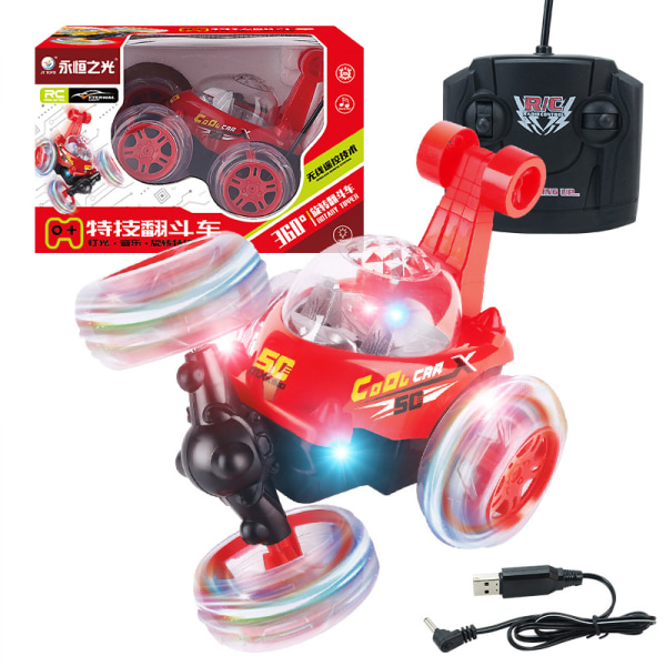 Remote Control Stunt Car Radio Control Invincible Tornado Truck Rechargeable with Flashing Lights