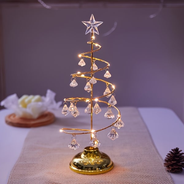 1st juljärn nattljus, genomskinlig kristall julgran ljus, födelsedagsrum sovrum atmosfär ljus, dekorativ bordslampa