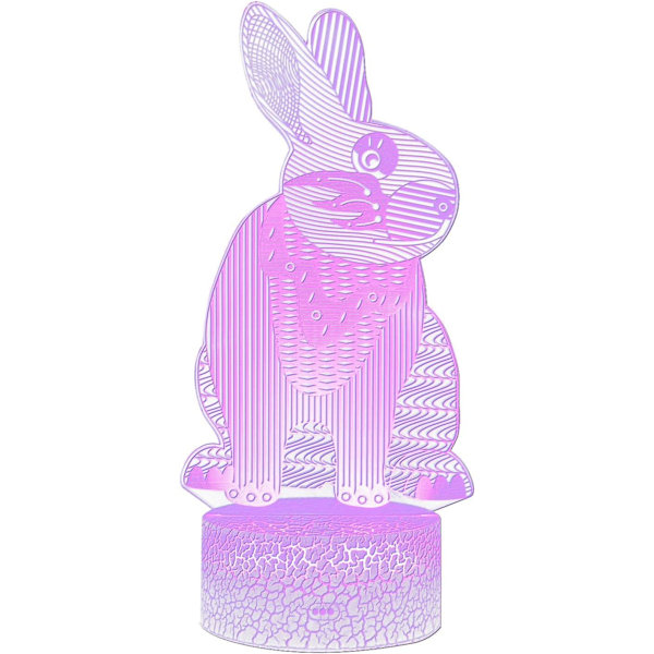 Påsk 3D Kaninlampa Nattlampa 3D Illusionlampa för Barn, Färgglad LED Nattlampa USB-lampa Present Barnrumsdekoration som Jul Semester Födelsedagspresenter