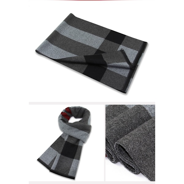 Wekity herrskarp i ullblandning, varm vinterscarf, casual rutig scarf