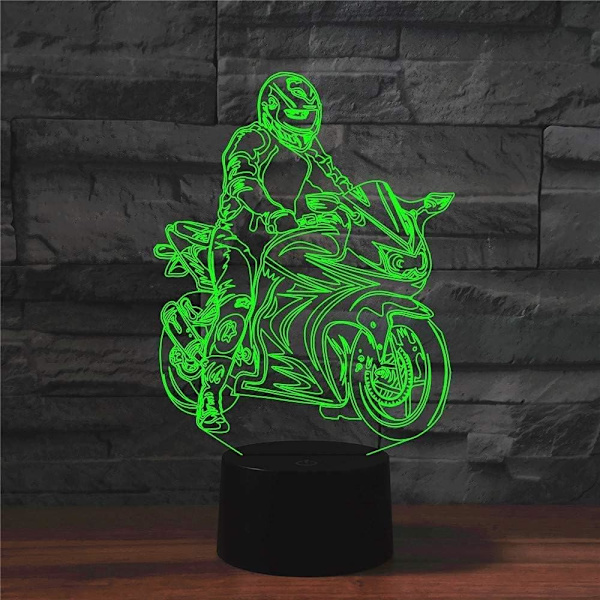 3D Motorcykel Natlys USB Berøringskontakt Dekoration Bordskrive Optisk Illusion Lamper 7 Farveskiftende Lys LED Bordlampe Julegave Hjem Kærlighed Børnelegetøj Gave