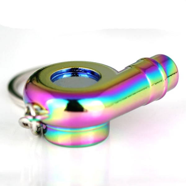 Kreativt Spindende Nyt Krom Poleret Gunmetal Sort Turbo Turbolader Nøglering Nøglekæde Ring Nøglering Nøglebrik, Lav Fløjtelyd