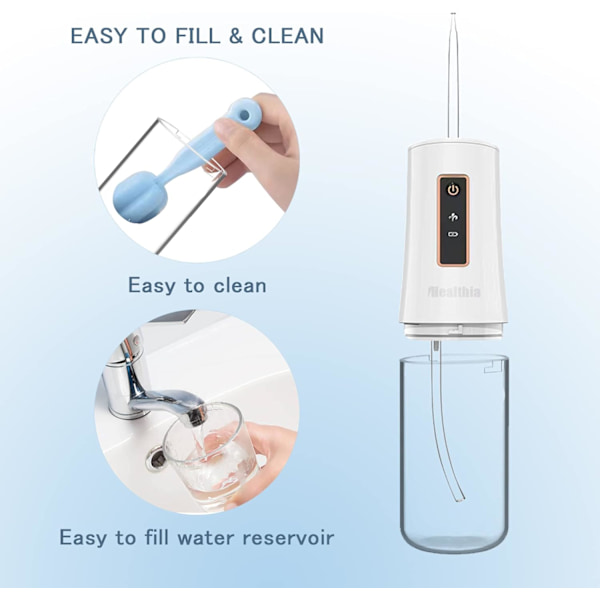 Vattentråd-Tandrengörare, Uppladdningsbar - Vattentät, Bärbar Sladdlös Tandoral Irrigator, Vattentrådar för Tänder, 3 Lägen 4 Munstycken, för H