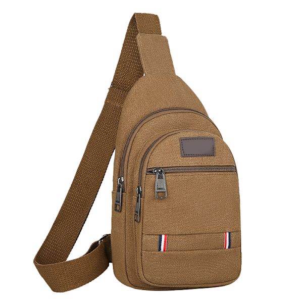 Slingväska Hållbar Canvas Sling Ryggsäck Justerbar Rem Bröstväska Snygg Resväska Axelväska för Män  Fri Storlek Coffee