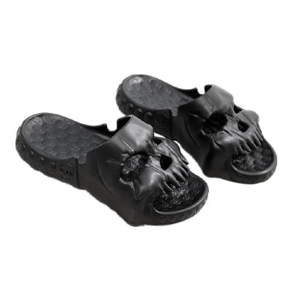 Herr Skull Slide Tofflor EVA Tjock Sula Antihalk Mjuka Skull Slide Tofflor för Sommar Utomhus Black 42/43