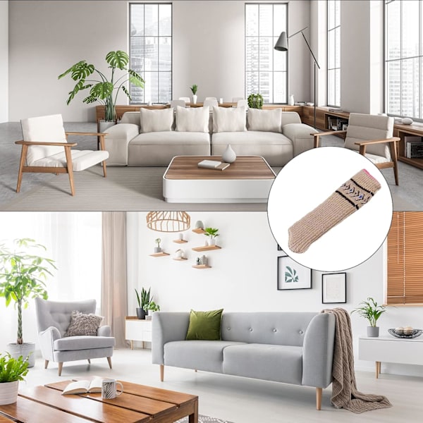 16 st Stolsbensstrumpor Golvskydd, Stickade Möbelstrumpor, Bordsbensskydd för Hårda Golv (Beige) Beige