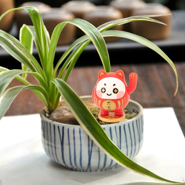 Vinkende Lucky Cat Solcelledrevet Dekorativ Ornament Lykkekat Figur til Bil Hjem Restaurant Cafe Red