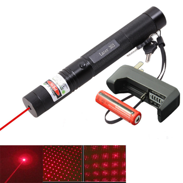 Fokuserande röd laserficklampa och uppladdningsbar ficklampa med säte