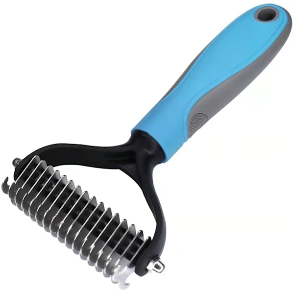 Undercoat Rake för hundar, husdjurspälsvård, kattkam som effektivt och säkert tar bort kort och långt hår (blå)
